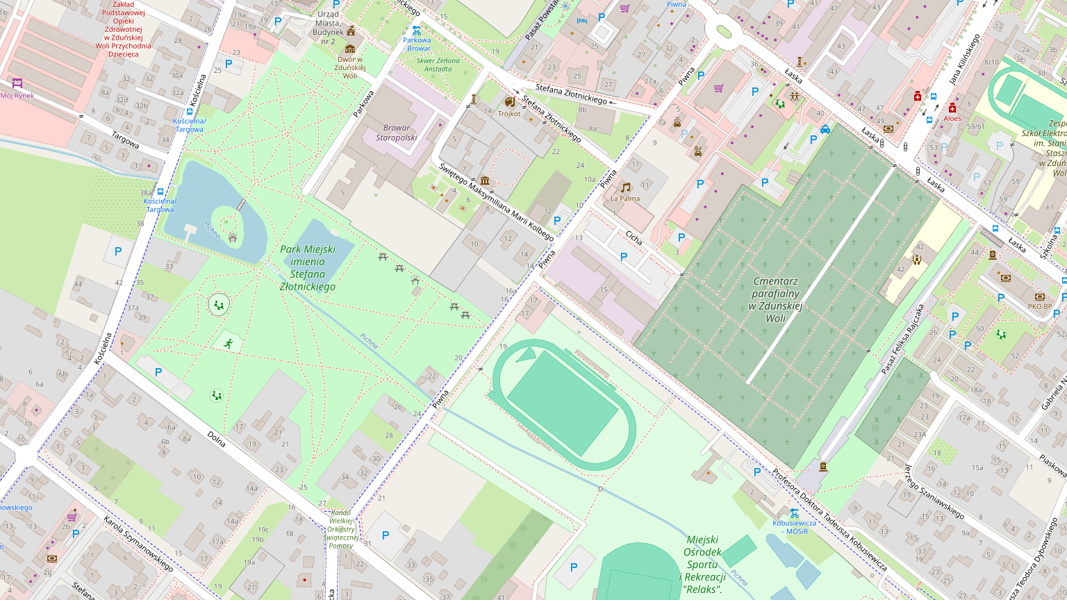 Map of the area around ul. Piwna 17 in Zduńska Wola with the office marked